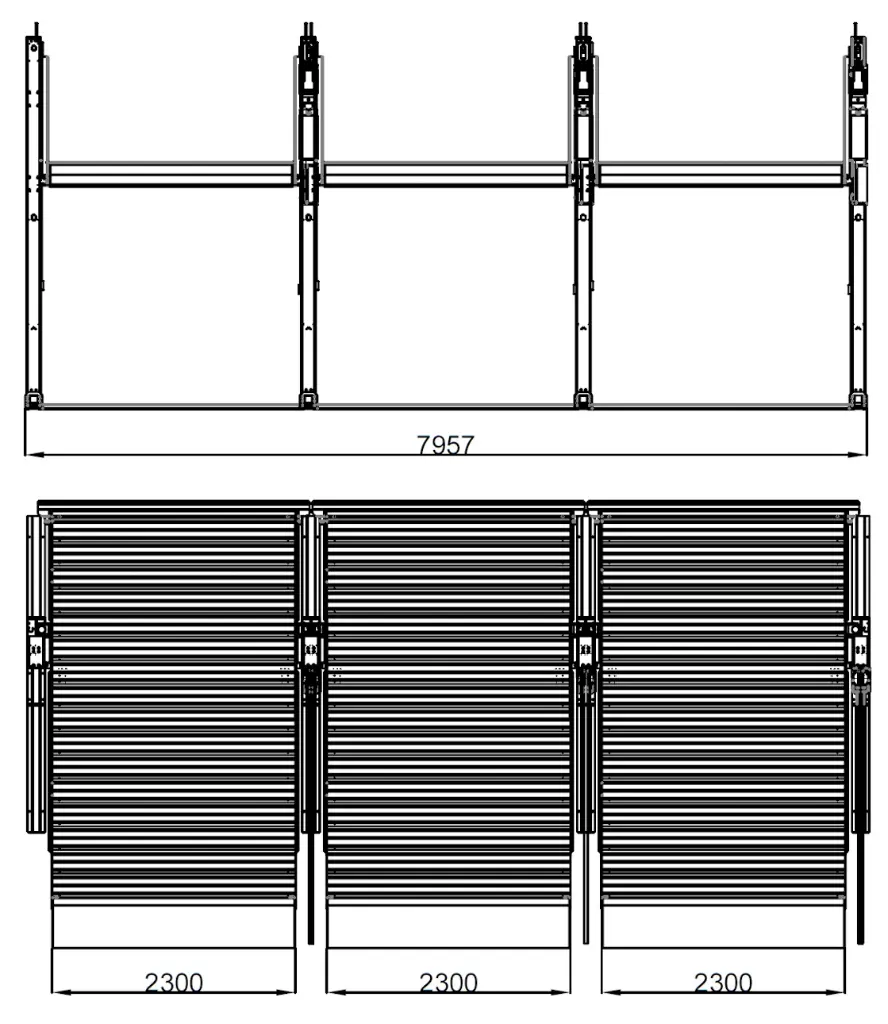 Afbeelding tekening 3 stuks gekoppelde GLP2 parkeerliften.webp